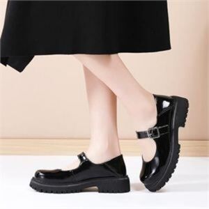 Classic Mary Jane Platform Chunky Shoes in Genuine Black Patent Leather 9.5